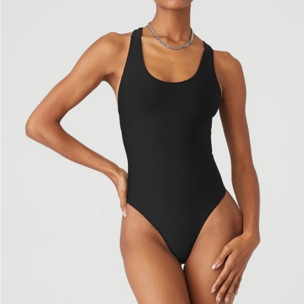ALO Yoga Black Asymmetrical Body Suit